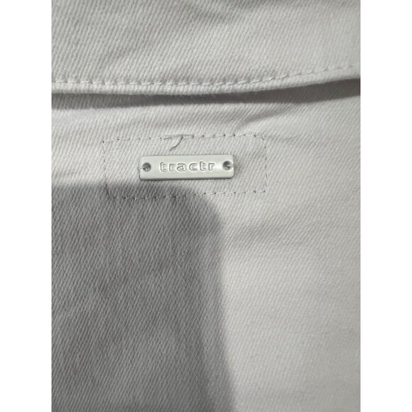 Tractr Womens White Denim Jacket With Button Front & Chest Pockets - Picture 4 of 7